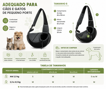 Mala de Transporte ao Ombro para Cães e Gatos