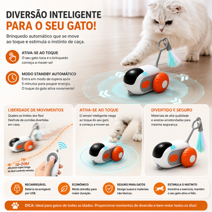 Brinquedo Interativo para Gatos com Controlo Remoto | Carrinho Inteligente USB
