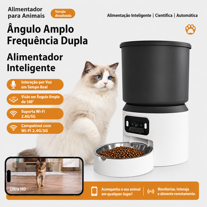 Alimentador Automático Inteligente 4L para Cães e Gatos com Controlo Remoto